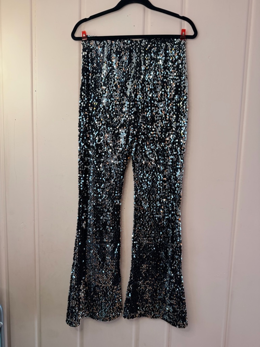 Sequin Flare women’s pants - Black Sparkle Sz medium - Picture 2 of 4